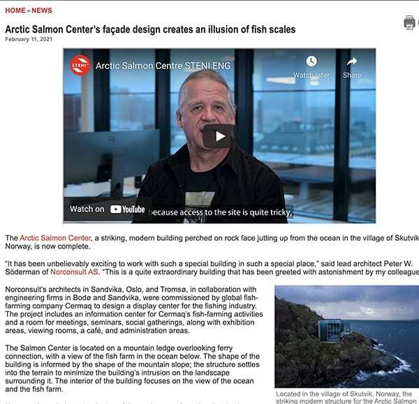 Arctic Salmon Center’s façade design creates an illusion of fish scales Press Release