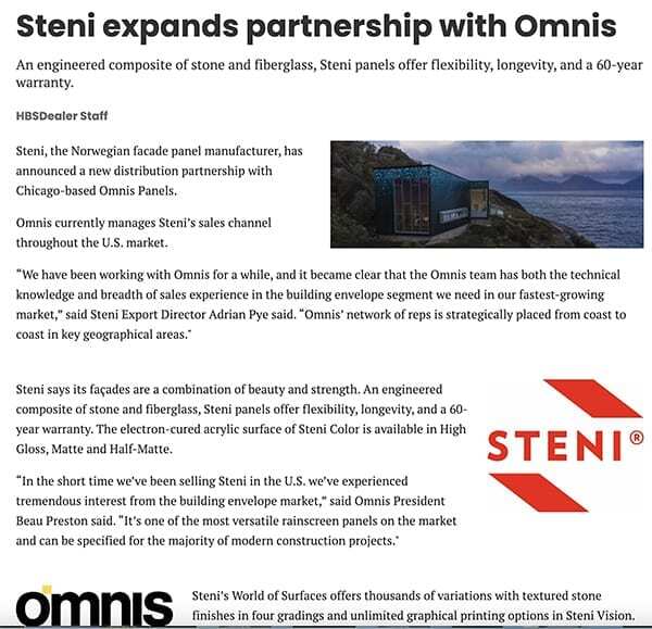 Steni expands partnership with Omnis Press Release